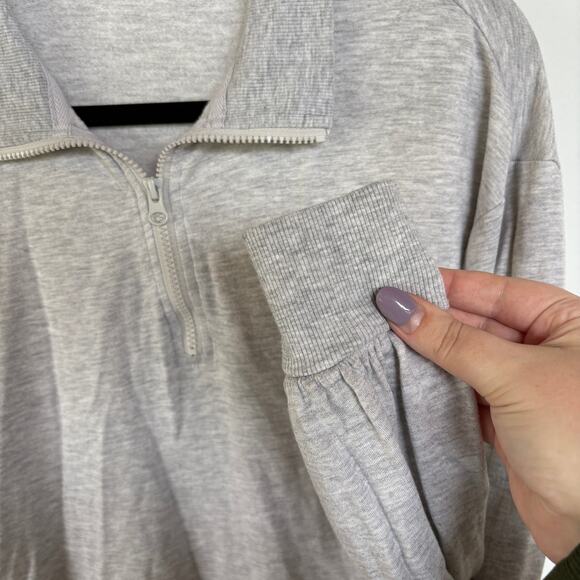 Three Dots Gray Tennis Sweatshirt Lightweight Golf Pullover Quarter Zip Small - Picture 5 of 9